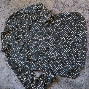 Ann Taylor Sheer pull-over Tunic button polka dot blouse size 8